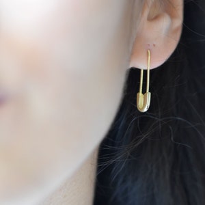 safety pin earrings, unique earrings, gold earrings