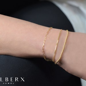 Curve gold bracelet, Tubular gold bracelet, gold bracelet, silver bracelet, minimalist bangle, dainty bracelet, chain bangle, tiny bracelet image 4