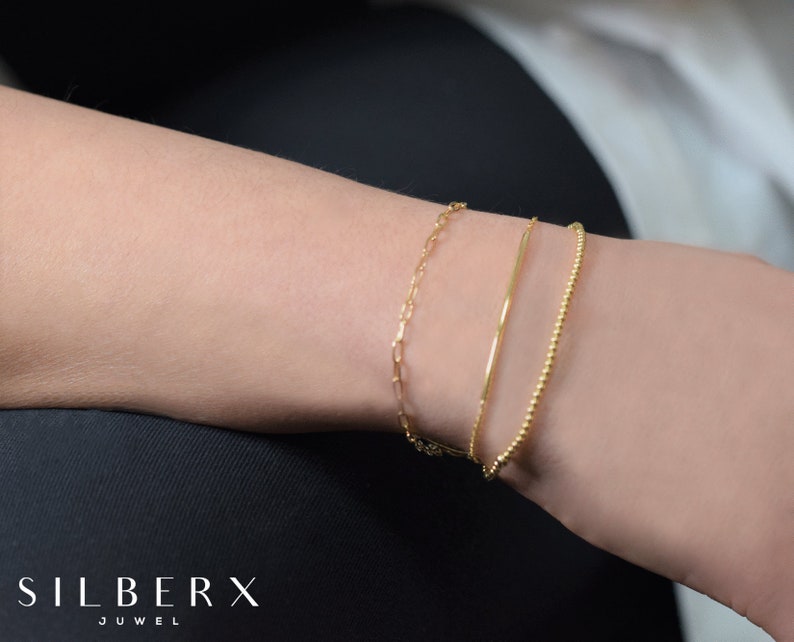 Curve gold bracelet, Tubular gold bracelet, gold bracelet, silver bracelet, minimalist bangle, dainty bracelet, chain bangle, tiny bracelet image 4