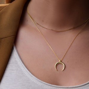 Moon Necklace - Moon Gold Necklace - Gold Necklace - Dainty Necklace - Minimalist Necklace- Stack Chain