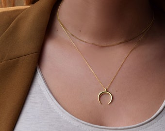 Moon Necklace - Moon Gold Necklace - Gold Necklace - Dainty Necklace - Minimalist Necklace- Stack Chain