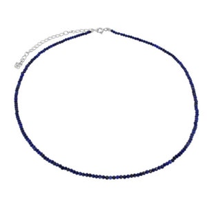 lapis lazuli necklace, blue choker Silver