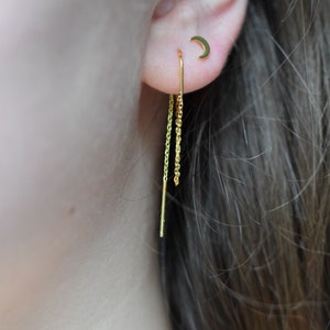 Pendientes threader, pendientes enlazados, pendientes de luna imagen 6