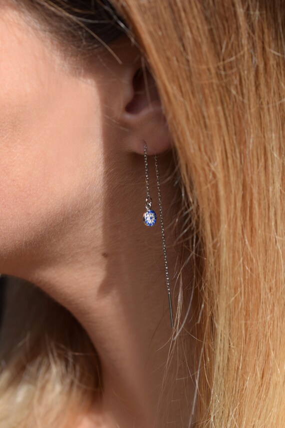 Evil Eye Earrings Threader Earrings Dangle Earrings Etsy Australia