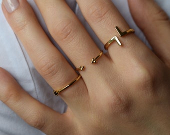 gold stacking ring, Open gold ring - gold minimal ring