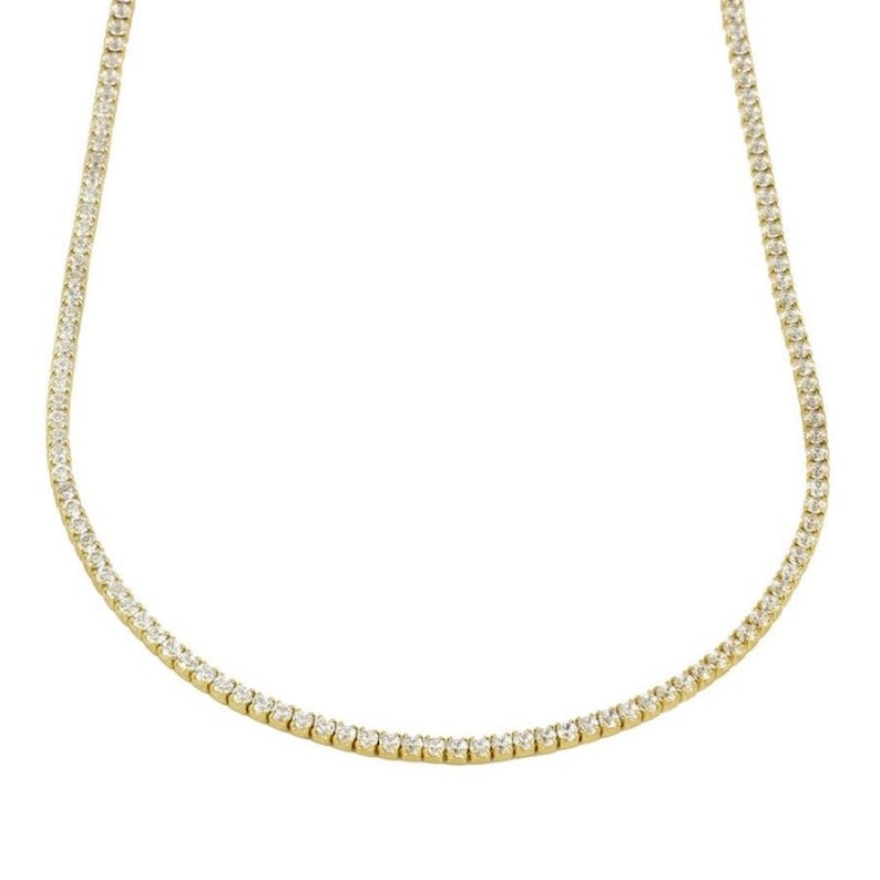 Tennis necklace made of 925 sterling silver with zirconia Gold