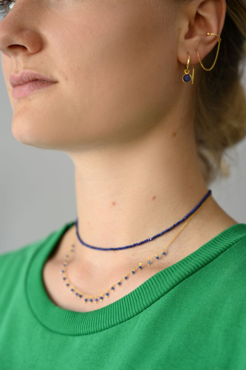 lapis lazuli necklace, blue choker image 2