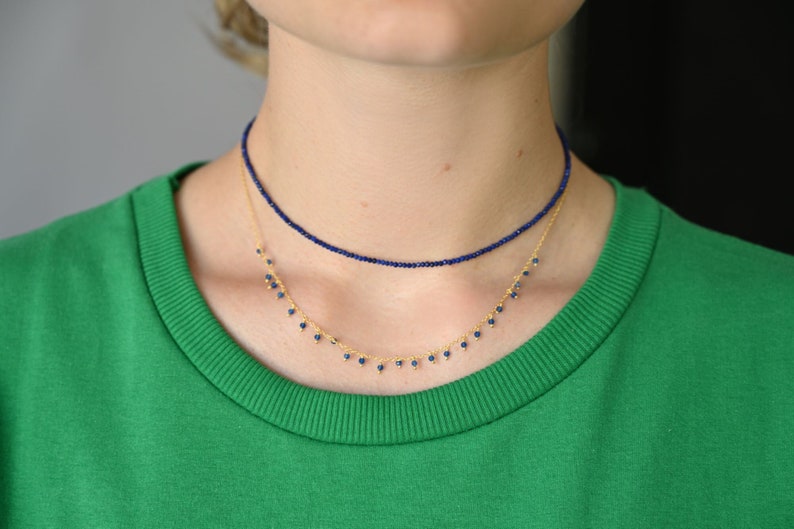 lapis lazuli necklace, blue choker image 3