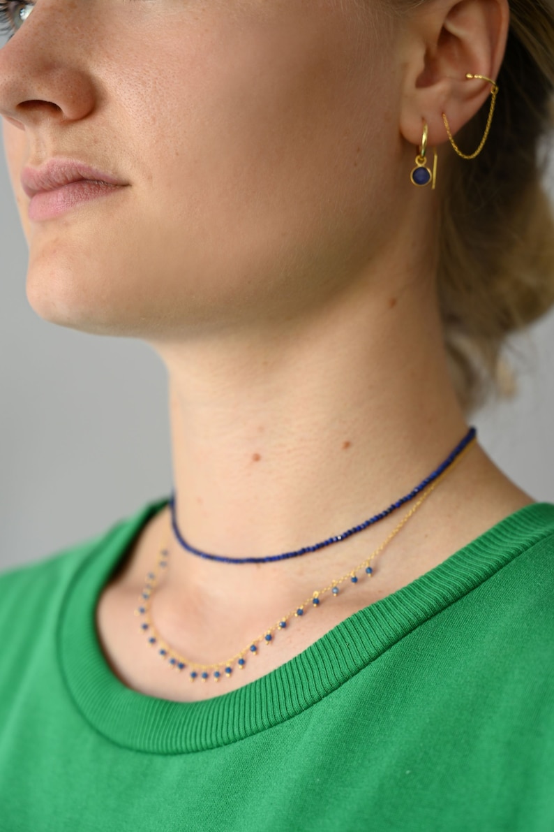 lapis lazuli necklace, blue choker image 7