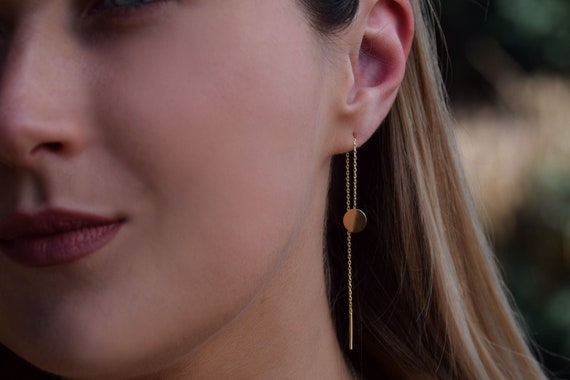 Pendiente de cadena Pendientes de hilo Pendientes de - Etsy España