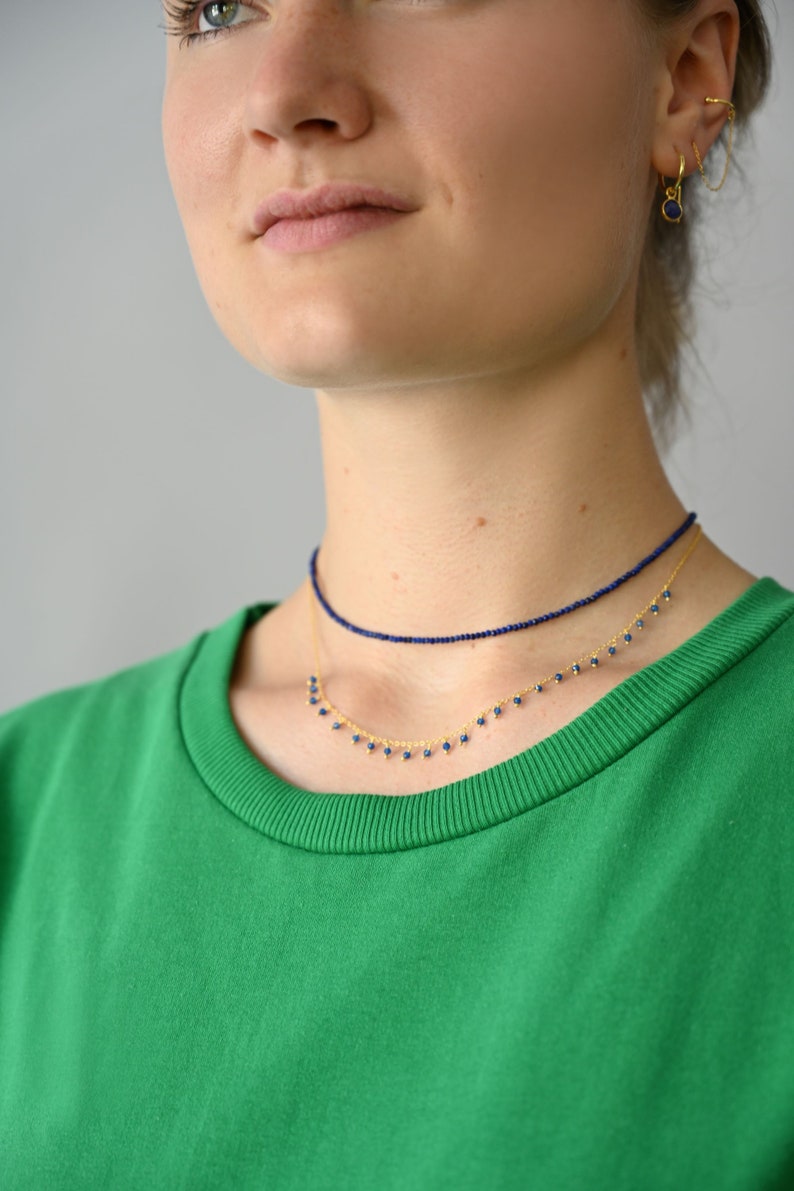 lapis lazuli necklace, blue choker image 5