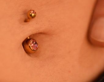 Pink CZ Bauchnabelpiercing Kugelpiercing Körperschmuck