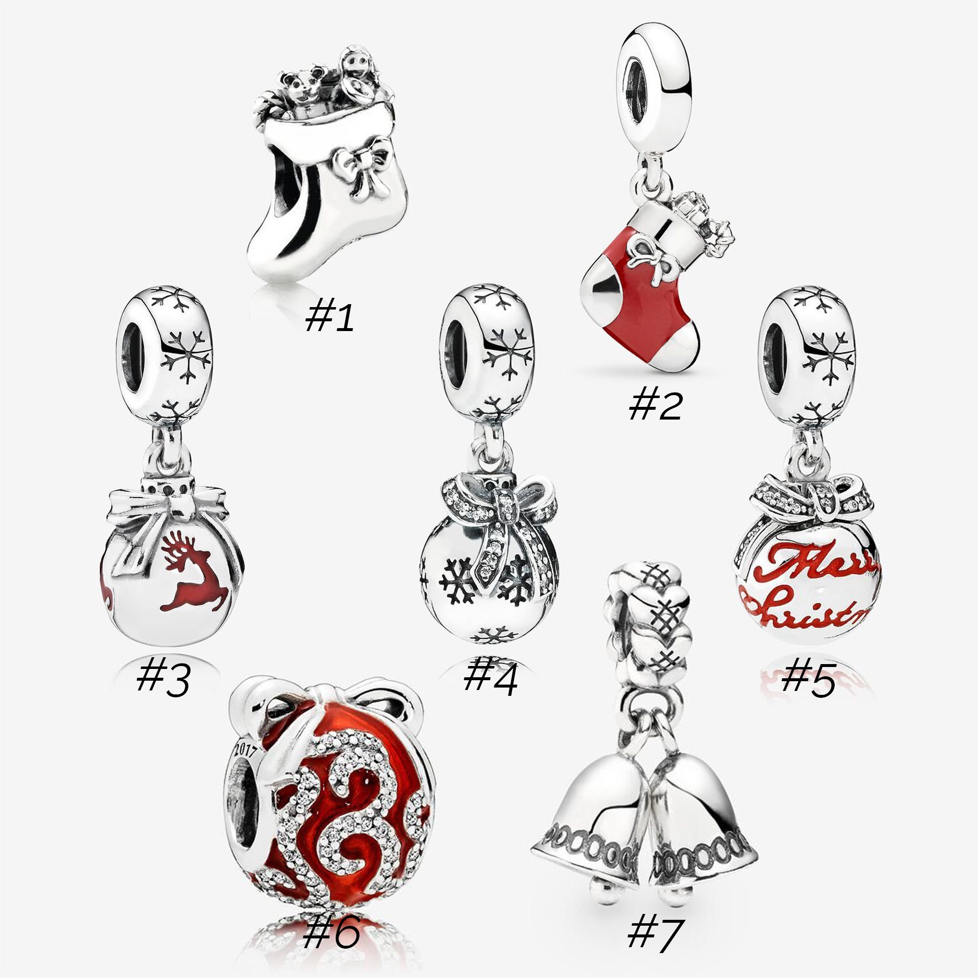 Christmas Ornament Charms fit Pandora Bracelet in 925 Sterling Etsy