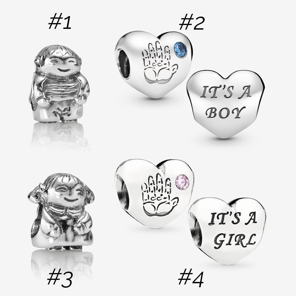 Heart Baby Boy Baby Girl Charms fit Pandora Bracelet in 925 Etsy