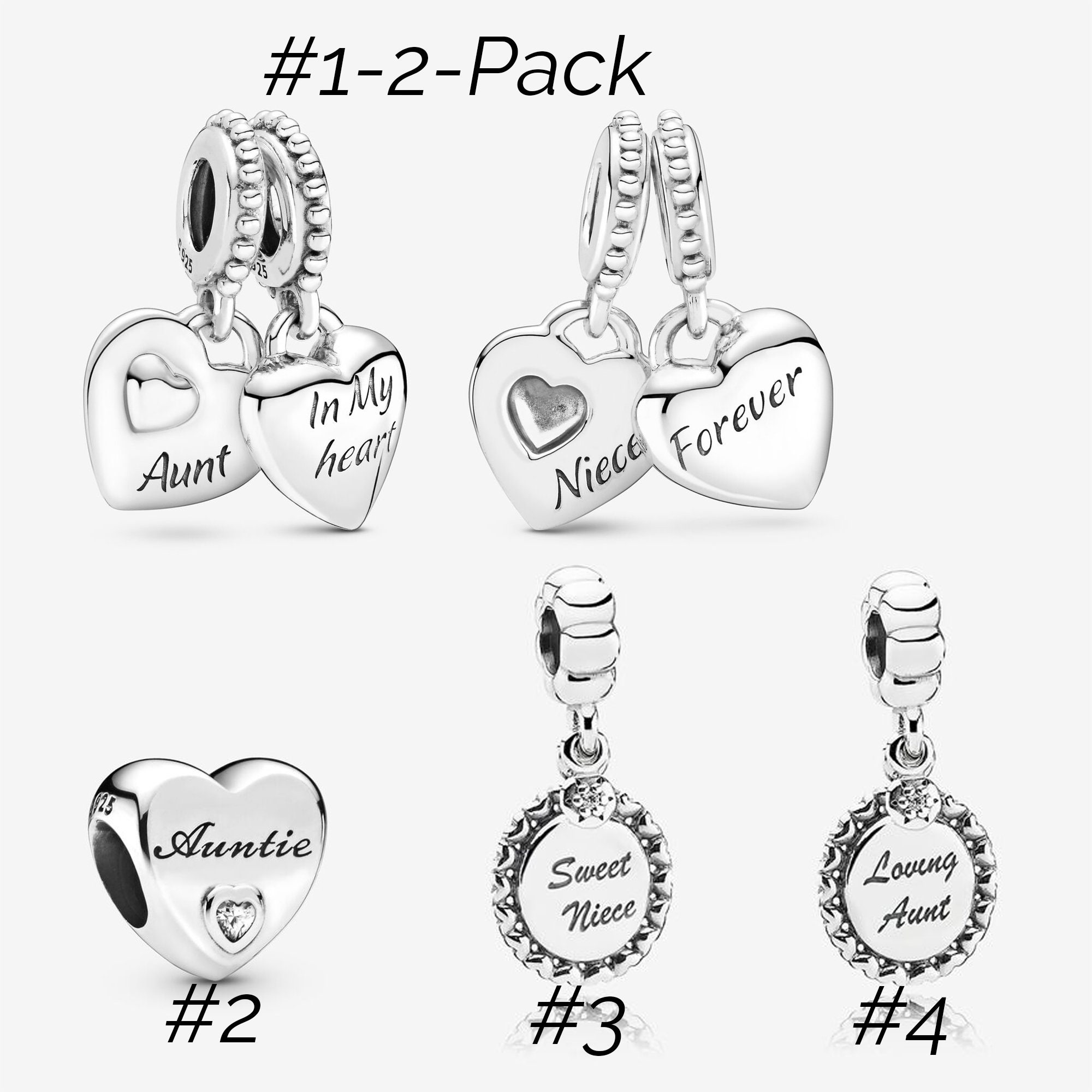 Loving Aunt Sweet Niece Charms fit Pandora Bracelet 925 Etsy