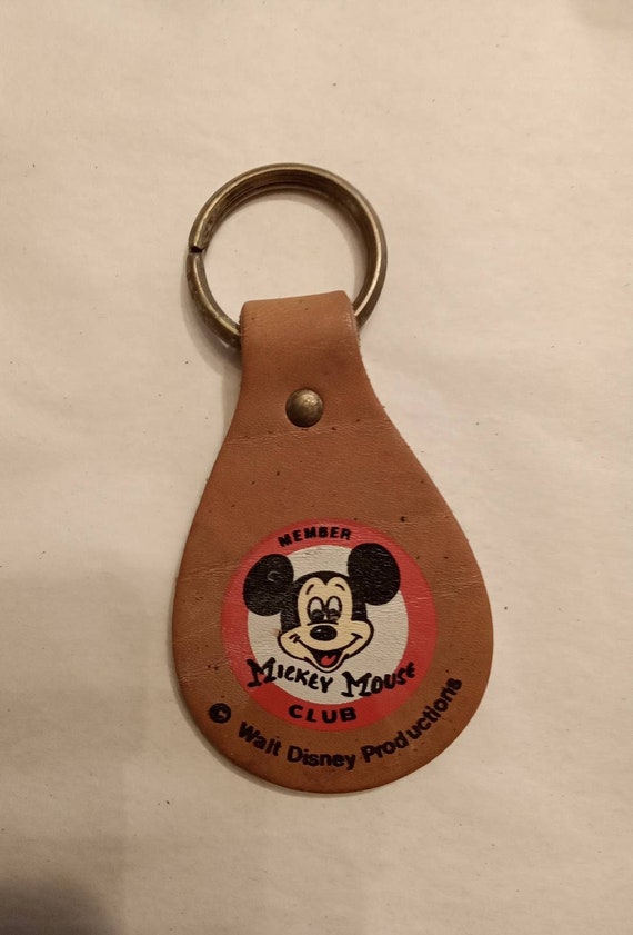 Vintage Walt Disney World brass Mickey Mouse keyring Shirley some wear.