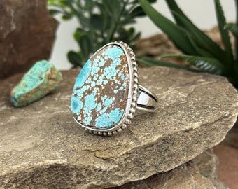 Magnifique bague décorative en perles de turquoise Appaloosa pour femme ou homme, taille 10