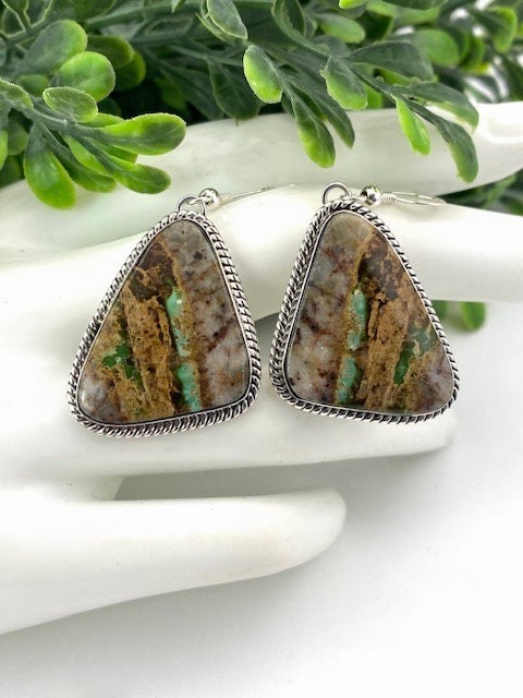 King's Manassa Boulder Turquoise Simple Statement Dangle Earrings