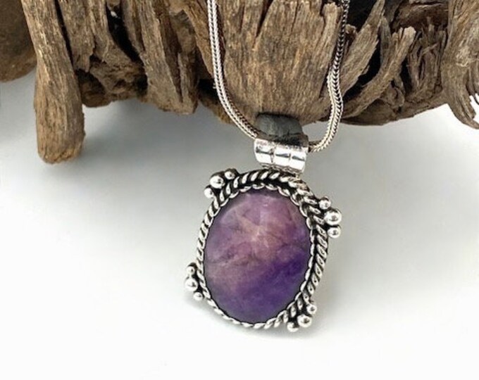 Sugilite Simple Pendant With Chain - Etsy