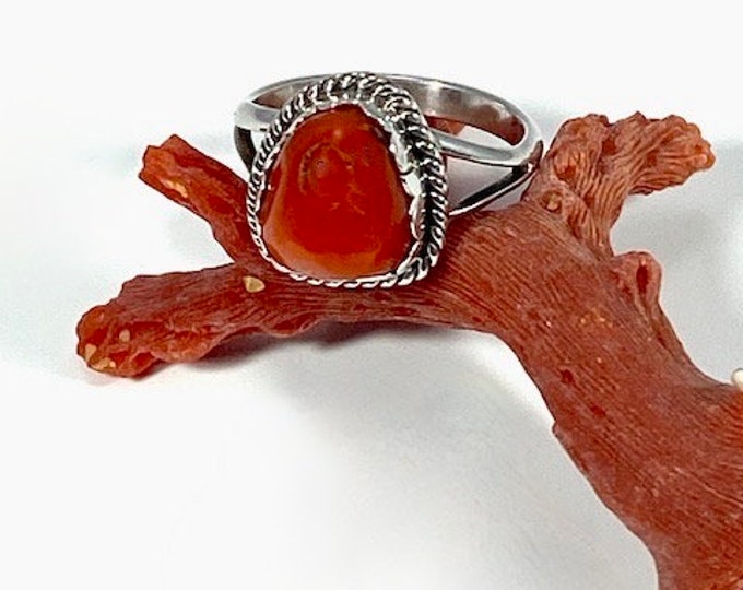 Mediterranean Red Coral Ring Size 3 1/2 Etsy