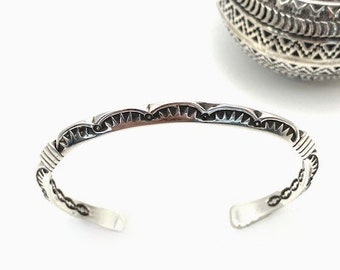 Stamped and Saw Cut Sterling Silver Cuff Guard Bracelet Version  1