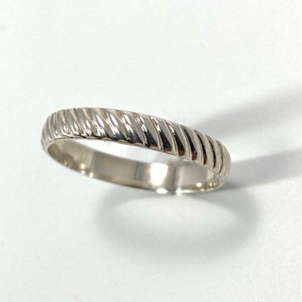 Ribbed Sterling Silver Band Ring