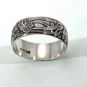 Flowering Vine Silver Band Ring