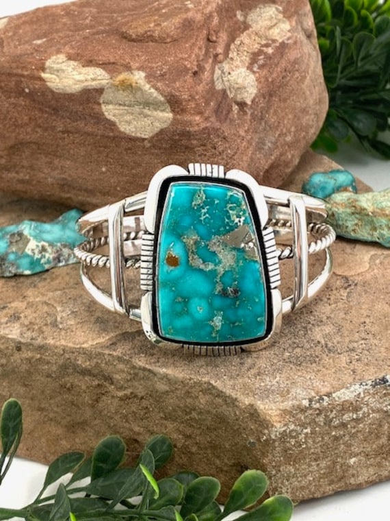 Copper Canyon Turquoise With Iron Pyrite Shadowbox and Saw