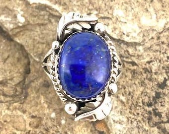 Bague florale lapis lazuli taille 5 1/2
