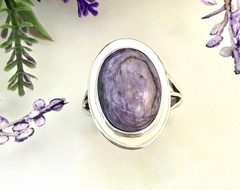 Bague simple Charoïte Plain Ledge, taille 10
