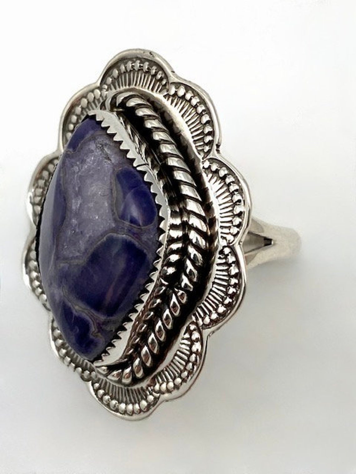 Purple Mexican Opal With Quartz Deep Stamped Ring Size 7 - Etsy