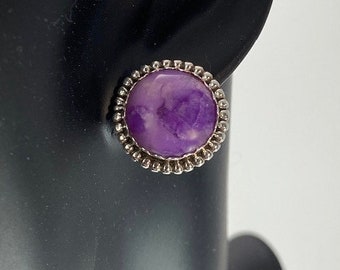 Sugilite Button Post Earrings