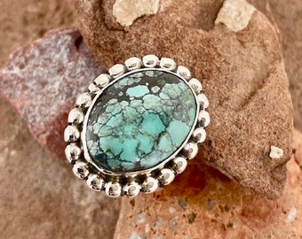 Hubei Turquoise Simple Bead Trim Ring Size 4 1/2