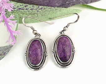 Boucles d'oreilles pendantes ovales en stichtite de conception classique