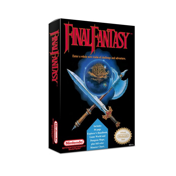 Final Fantasy NES Box Manual Poly Block Dust Cover - NO GAME included