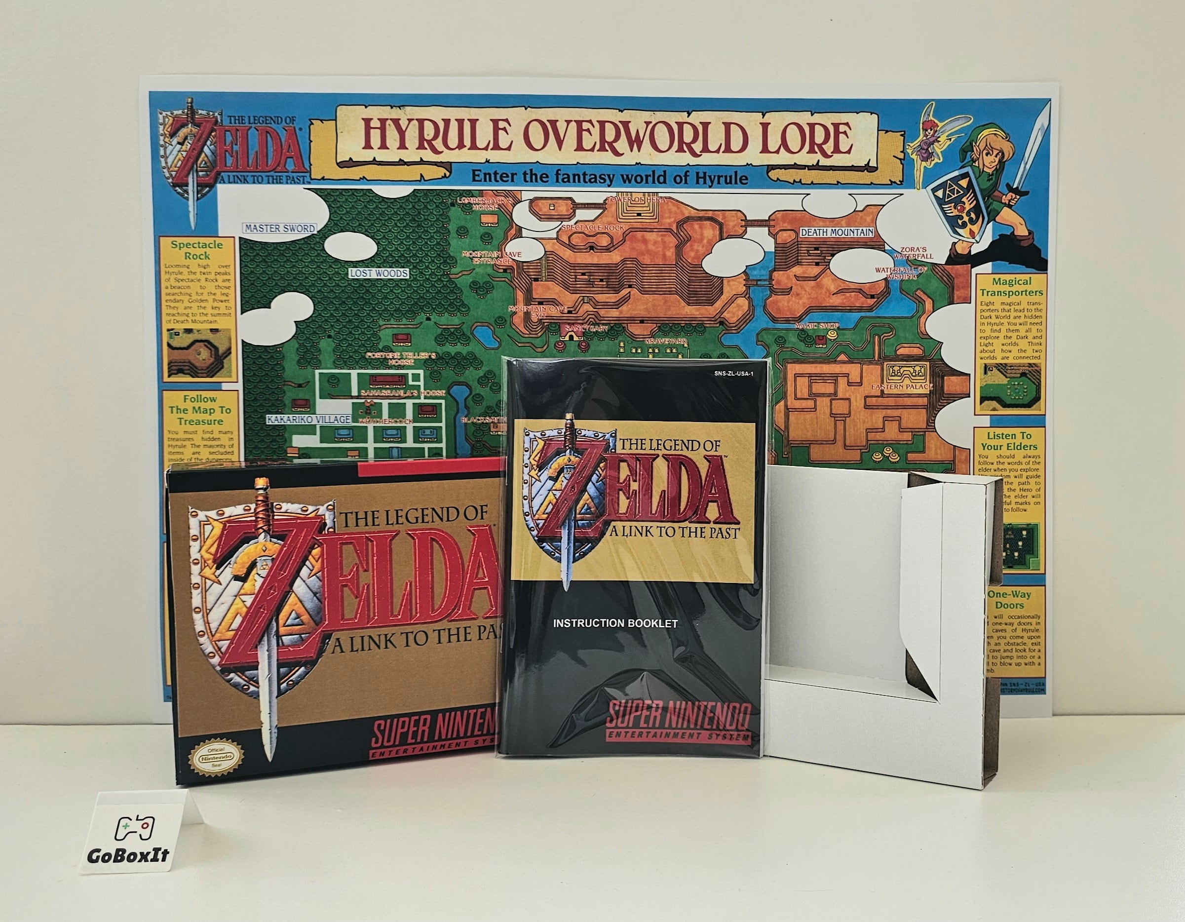The Legend of Zelda Link to the Past SNES Box Manual Map Tray - NO