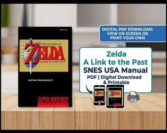 Zelda A Link to the Past SNES USA Manual PDF | Digital Download & Printable