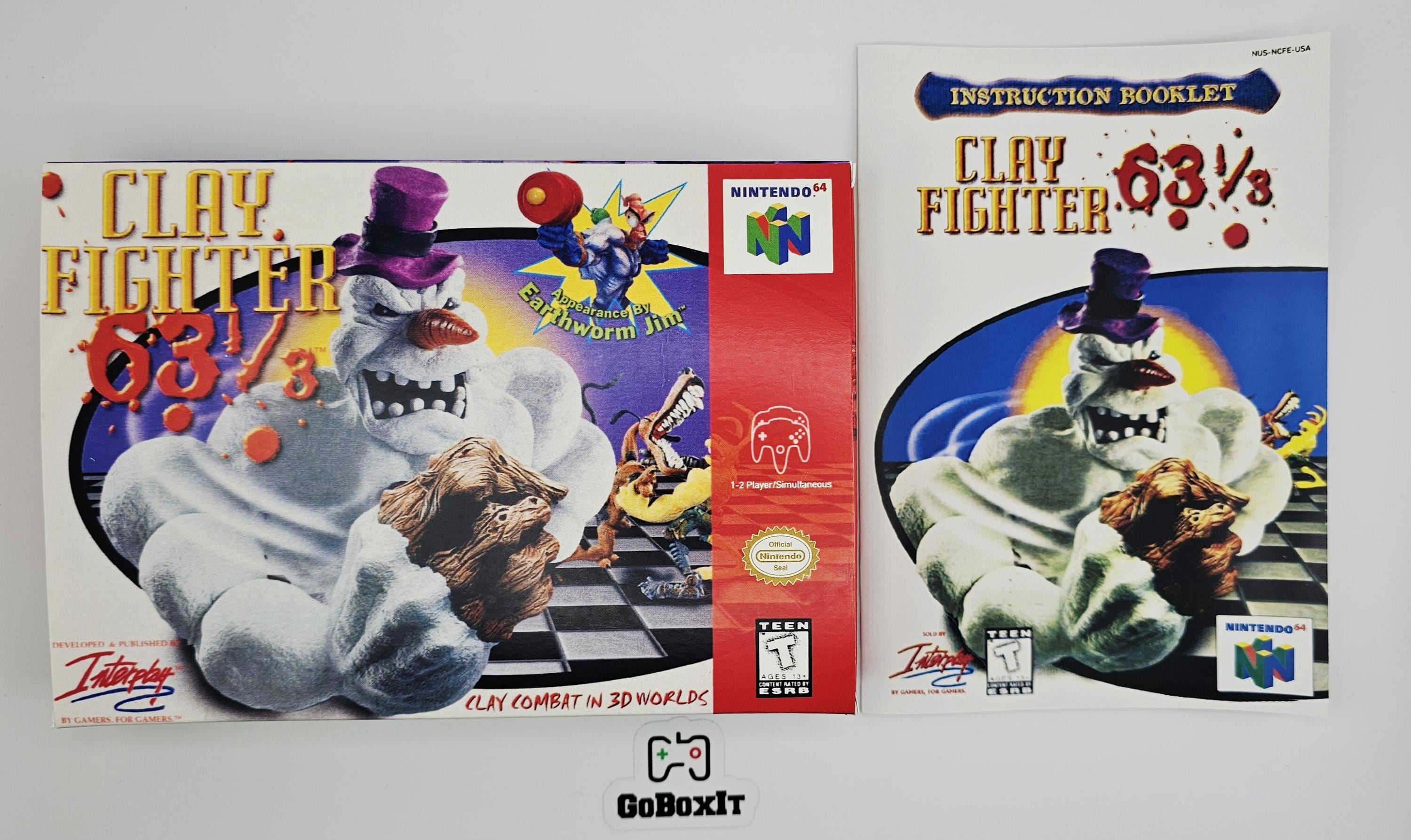 Clay Fighter 63 1/3 N64 Box Manual Tray NO GAME Included - Etsy Canada
