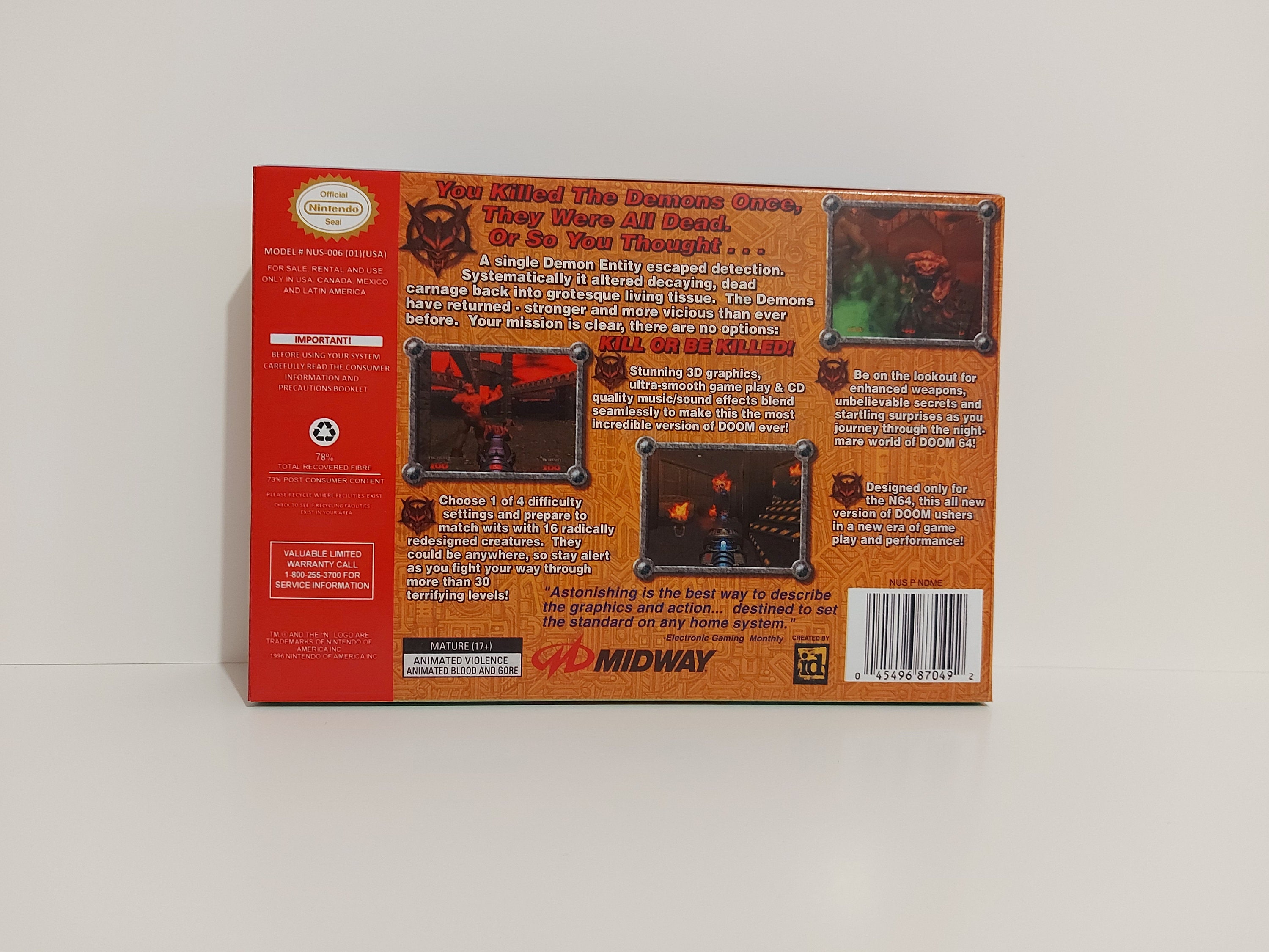 Doom 64 N64 Box Manual Tray NO GAME Included - Etsy