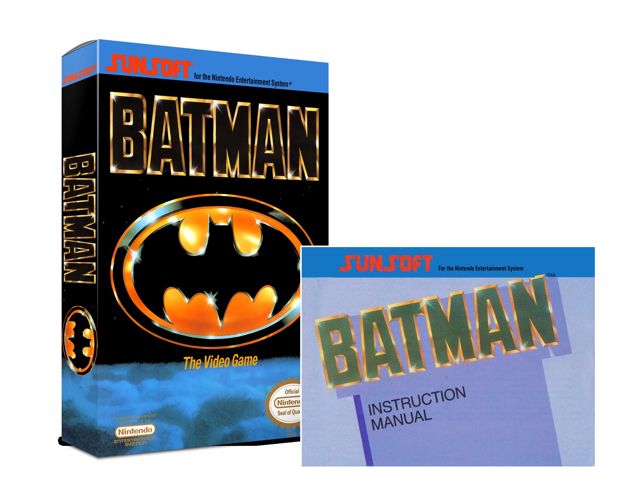 Batman the Video Game NES Box NES Manual Poly Block Dust Cover No