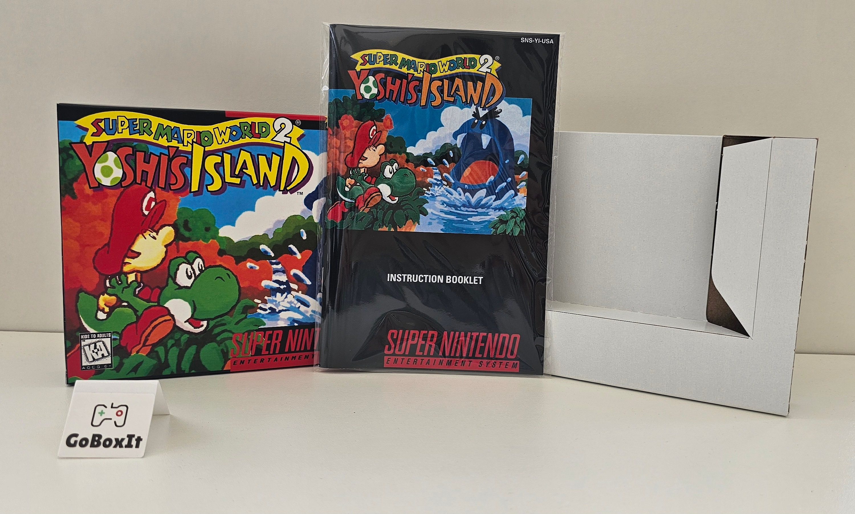 Super Mario World 2 Yoshi's Island SNES Box Manual and Tray NO