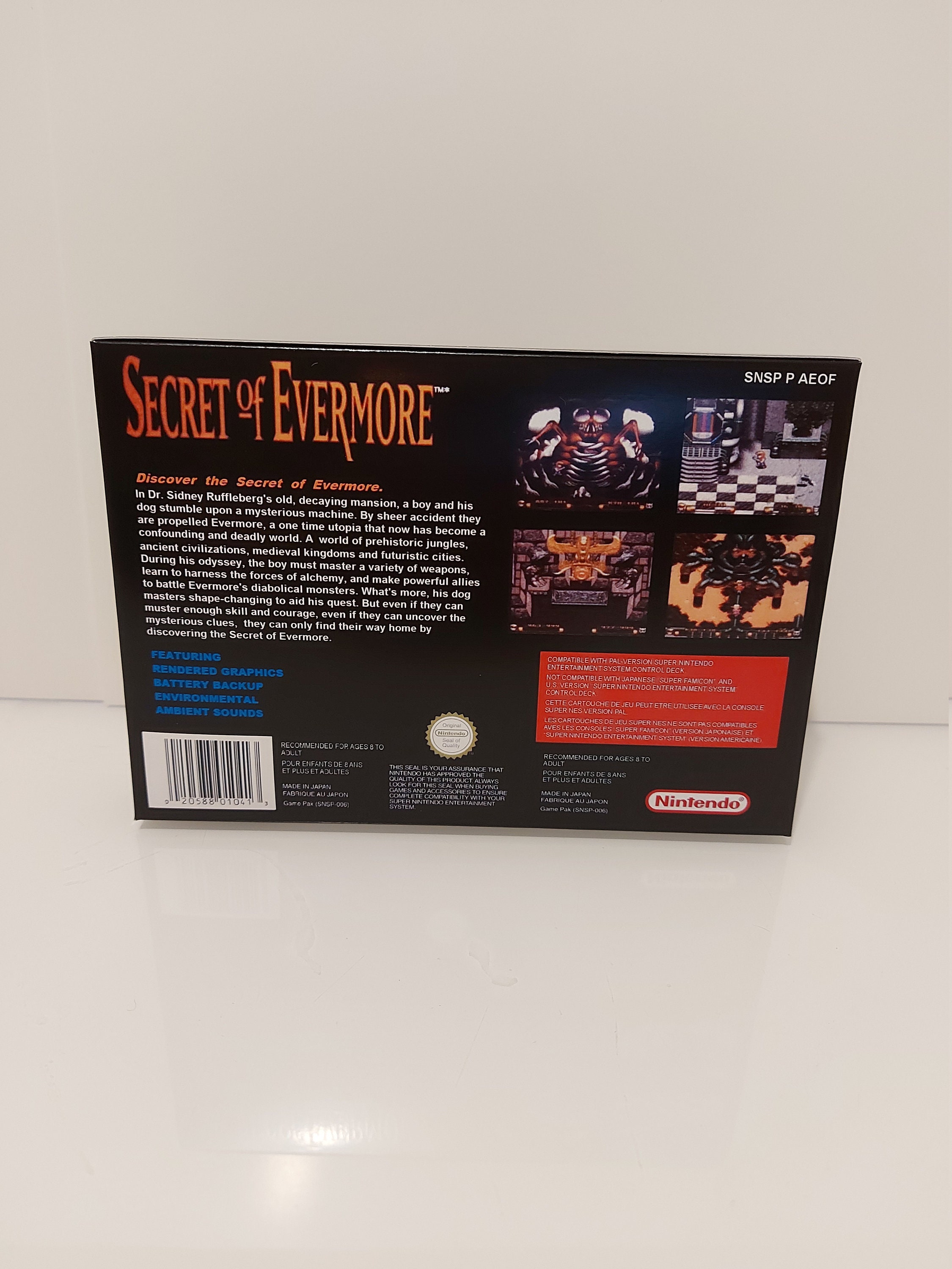 Secret of Evermore SNES ボックスマニュアルとトレイ ゲームは含まれ