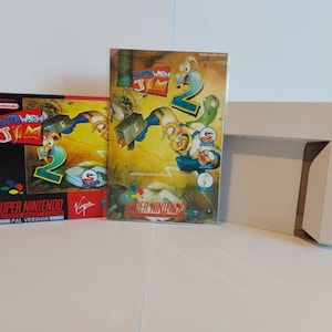 EarthWorm Jim 2 SNES-doos, handleiding en dienblad GEEN SPEL inbegrepen