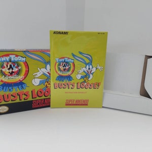 Manual y bandeja de la caja de SNES de Tiny Toon Adventures Buster Busts Loose. NO incluye juego.