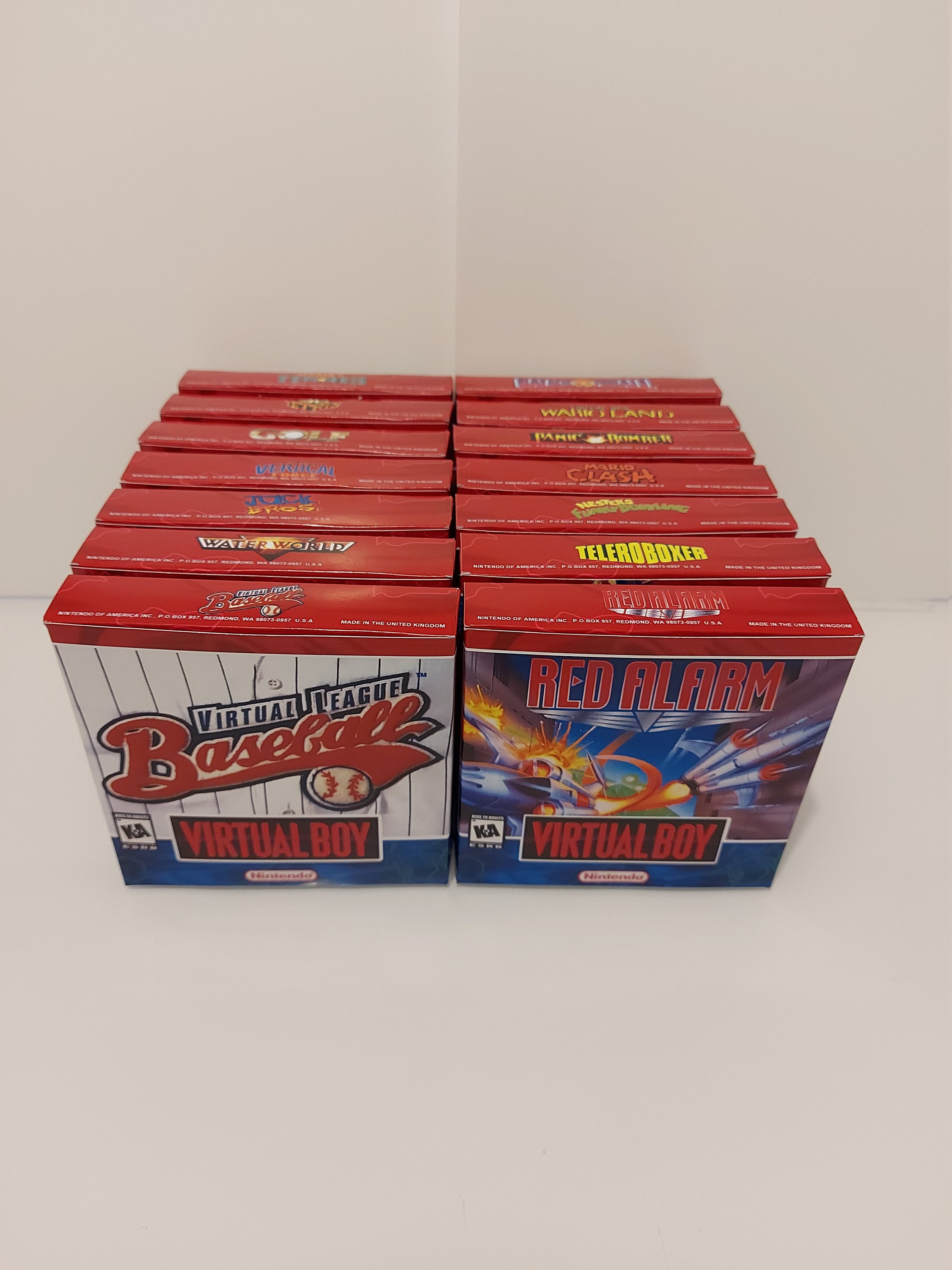 All 14 USA Titles Virtual Boy Box Manual & Tray -NO Games All 14 USA Titles Virtual Boy Box Manual & Tray -NO Games