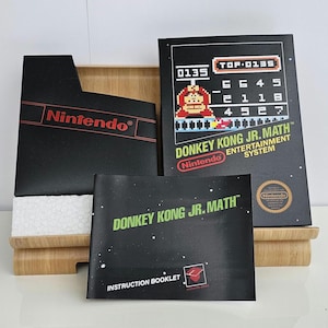 Manual de caja de NES Donkey Kong Jr Math, cubierta protectora de bloque de polímero (sin juego incluido)