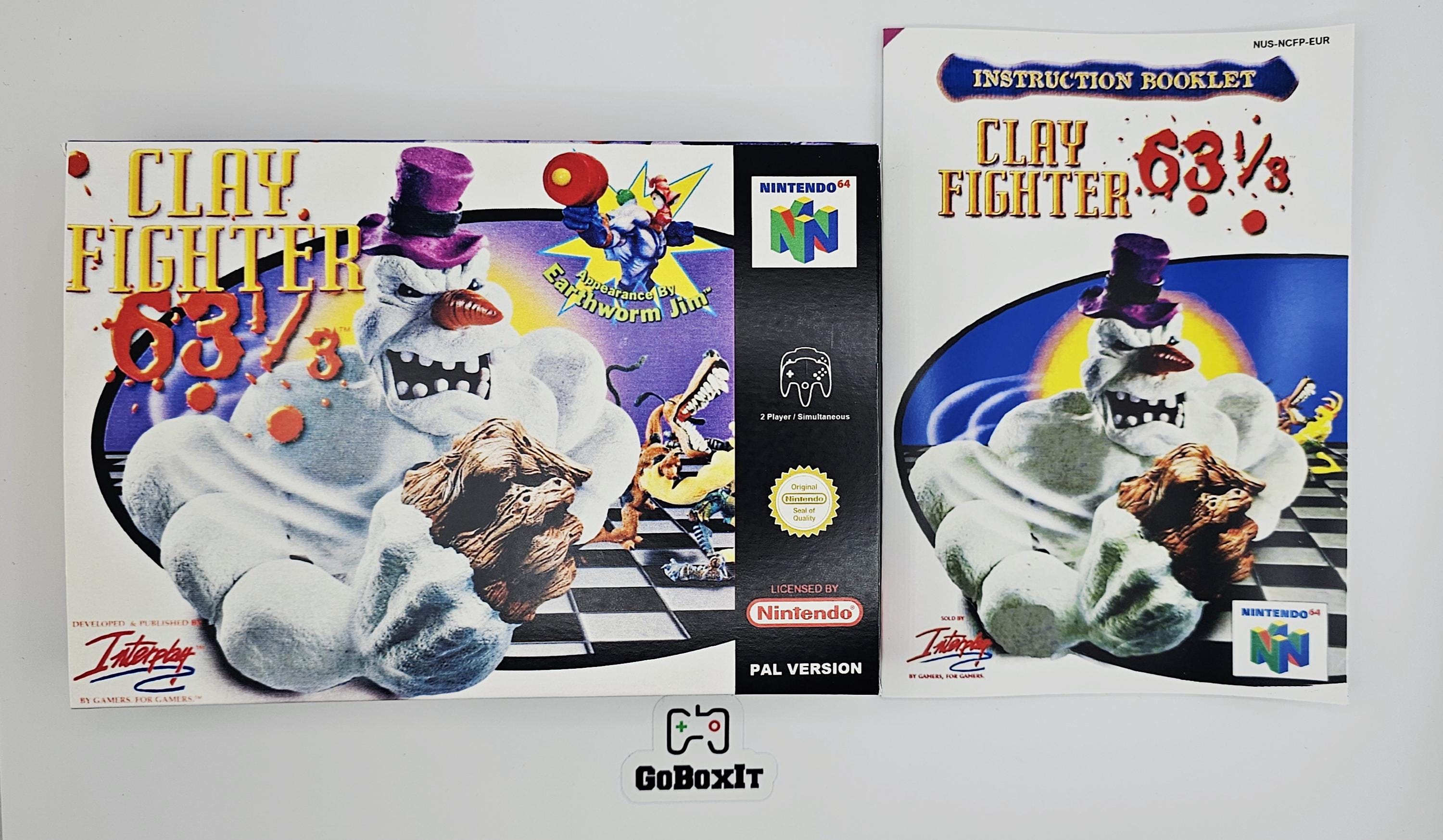 3/26 rnkkページ Clay Fighter 63 1/3 N64 Box Manual Tray NO GAME Included - Etsy