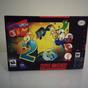 EarthWorm Jim 2 SNES-doos, handleiding en dienblad GEEN SPEL inbegrepen