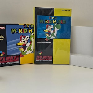 Super Mario World SNES Box SNES Manuale e vassoio (nessun gioco incluso)
