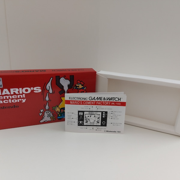 Mario's Cement Factory ML-102 Game & Watch  Box Manual and Tray - NO GAME included